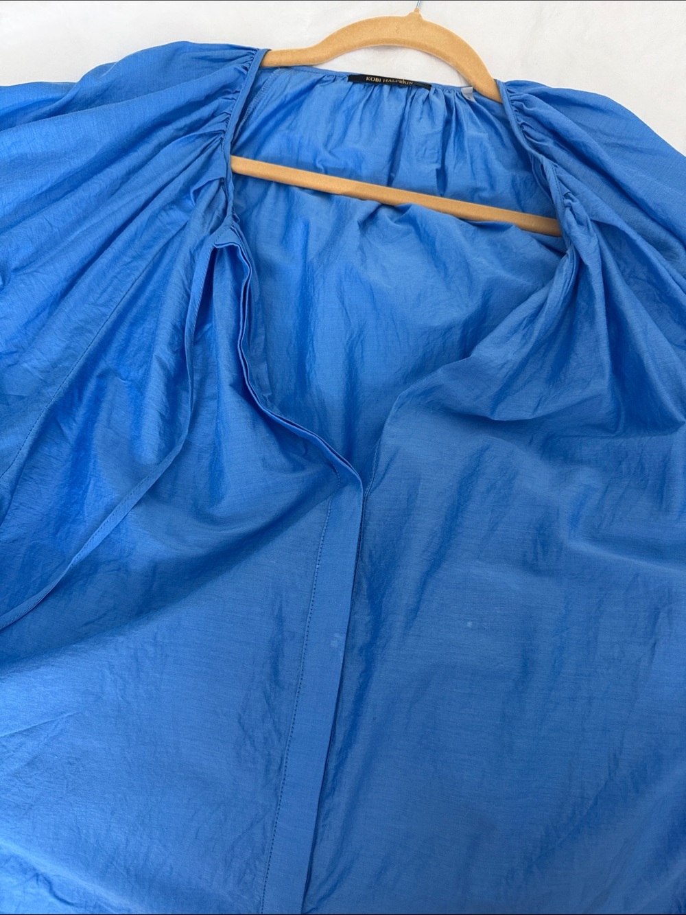 Kobi Halperin Sky Blue Ruffled Silk Blouse - Picture 3 of 4